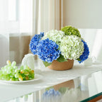 Leftover 3 Pcs Dark Blue Hydrangea Artificial Flowers,21" Real Touch Faux Hydrangea Flowers and 3 PCS Butterflies for Hydrangea Decor,Floral Arrangements for Centerpiece Table Decorations,Home Decor