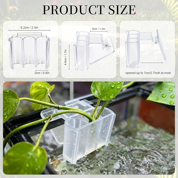 2 Pack Hanging Aquarium Plant Holder – 3 Holes Aquatic Plant Cups, Fish Tank Holder for Aquatic Plants, Ideal for Aquarium Tank Decoration(Transparent)