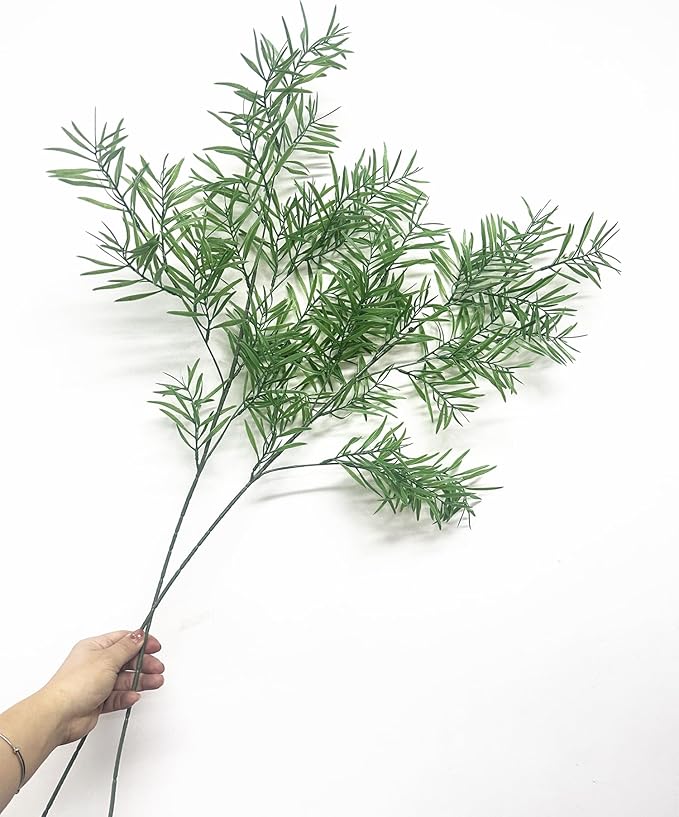 Artificial Plants Fake Plant Simulation Bamboo Leaf Tall 31 Inch, Faux Reed Plastic Leaves Faux Greenery Bushes Flexible Branches Stems for Indoor Outdoor Decor Wedding Party DIY Decoration - 2 Pack