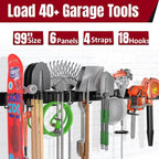 99" Garage Tool Organizer Wall Mount, 28 Pack Heavy Duty Wall Mount Garage Storage Rack Carries1000 lbs, Metal Wall Mount Tool Hanger for Shovels, Rakes, Fits 16" Wall Studs (6 Panels)