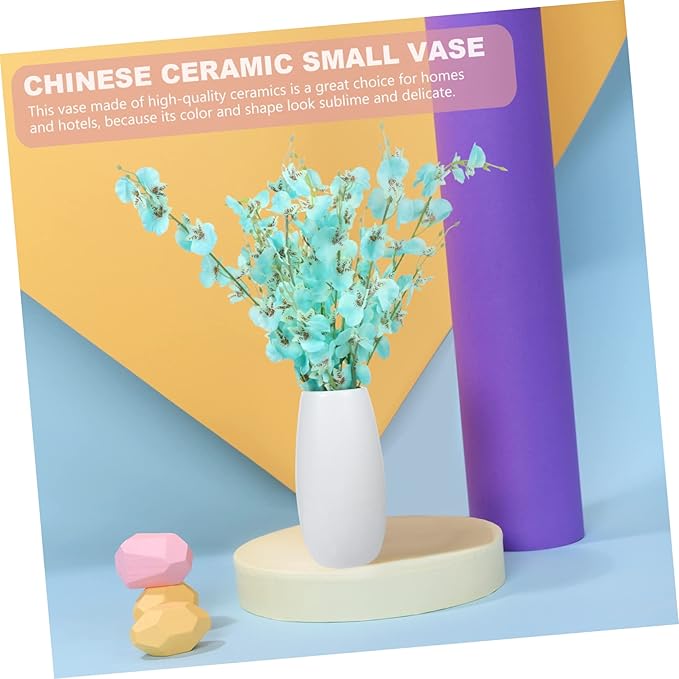 PRETYZOOM 1set Beautiful Silk Orchid Bouquet Vase Decorative Artificial Flowers for Home and Party Decoration for Living Room Bedroom Office