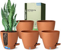 5 Pack 6 Inch Self Watering Planters for Indoor Plants, Automatic Watering Pots for Busy Plant Parents & Vacation, Decorative Modern Flower Pots with Drainage & Saucers (Terra Cotta, 6 inch)