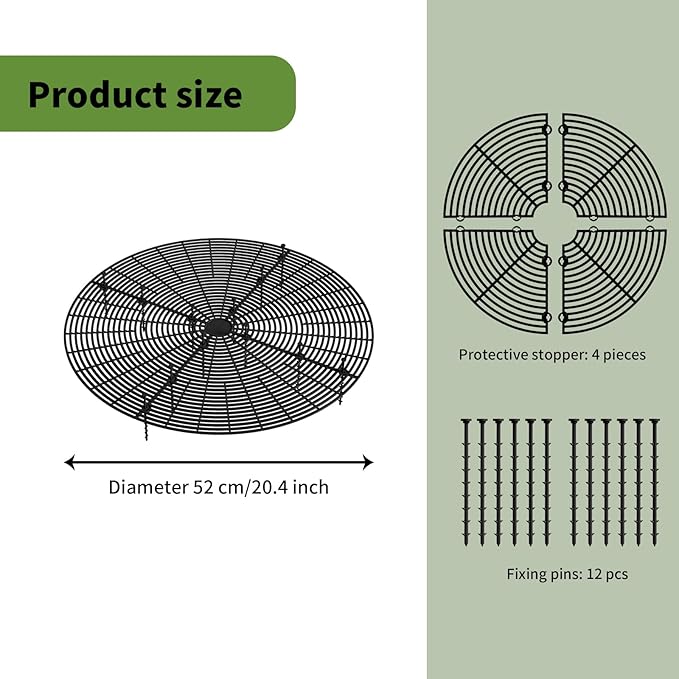 20.5 Inch Large Round Plant Pot Grid Cover, Cuttable Flower Pot Soil Covers Protectors from Animals, Dog Cat Digging Stopper with Deep Stakes for Indoor Outdoor Gardening (Black)