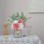Faux Flowers with Vase,Artificial Silk Flowers in Vase, Fake Plant Eucalyptus and Willow,Flower Arrangement for Home Farmhouse Dining Table Centerpiece Decorations Coffee Table Decor (Dusty Pink)