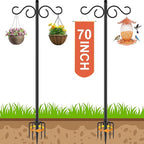 NUERPO Adjustable Shepherd Hooks for Outdoor,2 Pack 70 Inch 5 Prong Base Bird Two Sided Feeder Poles,Heavy Duty Shepherds Hook,Suitable for Garden in Hanging Flower Basket,Lantern,Bird Nests