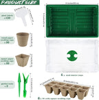 Hahood 4 Pack Seed Starter Tray Set Plants Growing Trays Peat Pots for Seedlings with Seed Starter Pots, Plastic Germination Tray, Plant Labels, Tool for Flower Vegetable Planting, Green