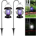 Qualirey Solar Bug Zapper Outdoor Waterproof Mosquito Repellent Outdoor Solar Zapper Plastic Ring Bug Lights Insect Mosquito Killer Lamp(Antique Brass,2 Pcs)