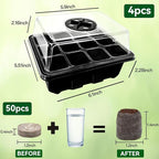 Halatool 8 Pack Seed Starter Tray with 100 PCS Peat Pellets, 96 Cells Black Seeding Starter Trays for Organic Seed Starter Soil Pods for Planting Vegetables Plants Flowers - Starting Seeds Kit
