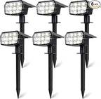 Sucolite 6-Pack Solar Spot Lights Outdoor Waterproof IP65, 3 Lighting Modes 2-in-1 Solar Landscape Spotlights for Yard, 59 LED Solar Powered Wall Lights for Garden Pathway Driveway Walkway, Cool White