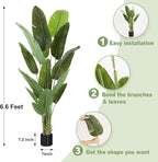 Artificial Tree 6.6Ft Silk Bird of Paradise Large Big Fake Potted Plants Tall Faux Silk Floor Plants for Home Living Room Bedroom Office Decor Indoor Outdoor…