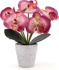 Artificial Orchid Flower Potted Plants Realistic Purple Faux Phalaenopsis Flowers in Pot Flower Arrangements Living Room Wedding Party Decor