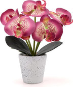Artificial Orchid Flower Potted Plants Realistic Purple Faux Phalaenopsis Flowers in Pot Flower Arrangements Living Room Wedding Party Decor