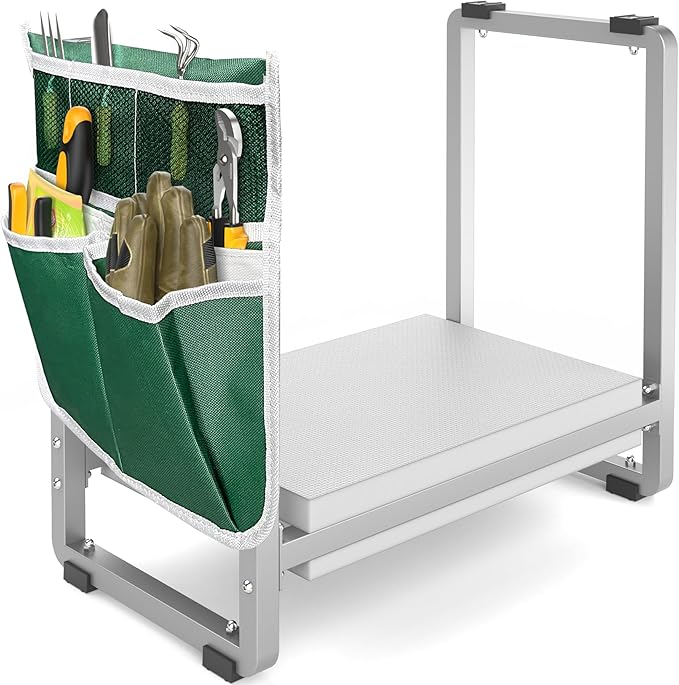 FLINTER Wider Garden Kneeler and Seat, Heavy Duty Thick Gardening Bench for Kneeling and Seat - Garden Kneelers for Seniors, Gardening Stools for Women, Grandparents, Gardeners, Gray
