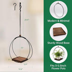 hismocal 4 Pack Hanging Planters for Indoor Plants,Plant Hanger with Sturdy Wood Base,Modern Boho Macrame Plant Hanger,Wall Ceiling Window Stands(Plants/Pots Not Included)
