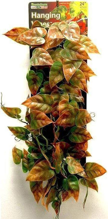 Penn-Plax Reptology Decorative Hanging Terrarium Plant Vines for Reptiles and Amphibians – 12” Length – Green & Orange