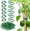 100 Pcs Plant Support Clips, Plastic Tomato Vine Clips for Securing Plants, Garden Fixing Clips for Climbing Plants, Grape & Vine Vegetables, Green