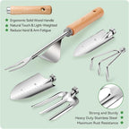 Gardening Tools 9-Piece Heavy Duty Garden Hand Tools with Fashion and Durable Garden Tools Organizer Handbag, Rust-Proof Garden Tool Set, Ideal Gardening Gifts for Women