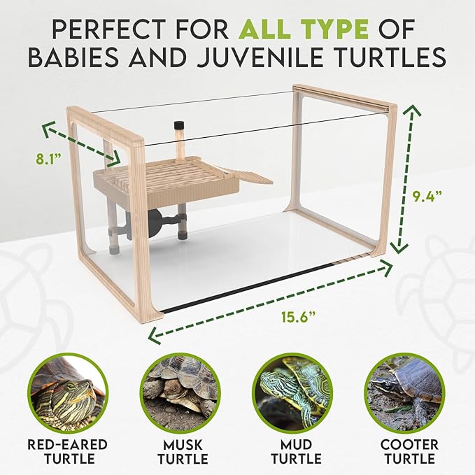 Okköbi Turtle Aquarium Kit - Aquatic Turtle Tank with Filter and Light + Turtle Basking Platform, Perfect Turtle Starter Kit for Kids, Small Turtle Tank for Baby & Juvenile Turtle