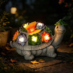 7 Inch Solar Turtle Garden Statue with Butterfly, Succulent & LED Lights, Lawn Ornament for Yard Patio Porch Balcony, Outdoor Decor Figurine - Gifts for Mom Grandma Women