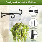 pickpiff 14-Inch Plant Hooks for Hanging Baskets: Plant Hangers Outdoor Indoor, Planters Wall Brackets for Hanging Plants, Bird Feeders, Wind Chimes, Bird Houses, Flower, Metal, Black