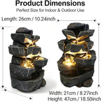 TOLATR 4-Tier Natural Rock Tabletop Waterfall Fountain - Indoor Outdoor Resin Water Fountain with LED Lights, 11.42" L x 8.27" W x 18.31" H for Garden, Patio, Home, Office, Porch Landscaping