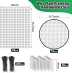 10 Pack Wire Plant Protector with Cover, 16"x12" Detachable Metal Plant Protectors Mesh, Garden Plant Protectors for Shrubs Flowers Vegetables to Keep Rabbit & Chicken Animals Out