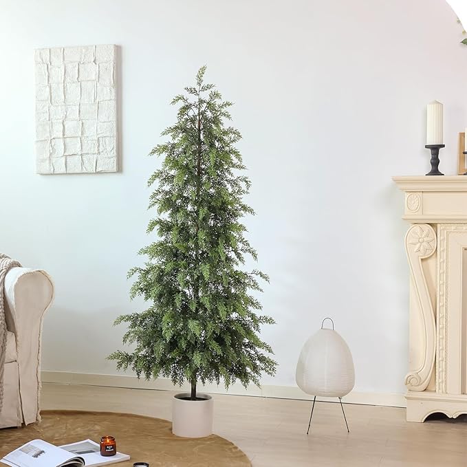 4FT Real Touch Cedar Topiary Trees for Front Porch Decor, Artificial Shrubs Faux Plants Potted UV Resistant Fake Greenery for Outdoor Indoor Door Garden Farmhouse Home Decoration (Set of 2)