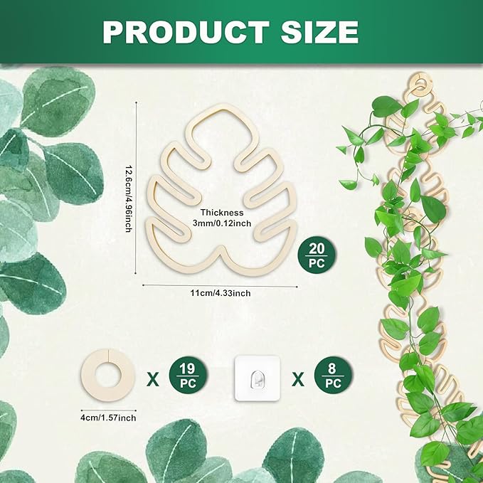 20pcs Monstera Leaf Chain Trellis for Climbing Plants Plant Trellis Indoor and Outdoor Vine Support Plant Accessories Garden Wall Plant Rack Frame Suitable for Monstera Pothos Ivy