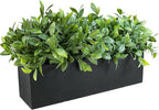 Winlyn 14" Artificial Boxwood Plant Greenery Arrangement Faux Boxwood in Black Rectangular Wooden Planter Potted Herb Plant for Farmhouse Home Decor Wedding Windowsill Mantel Shelf Table Centerpiece