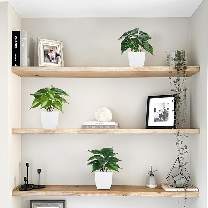 Briful 6PCS Fake Plants Potted Artificial Plants, Mini Faux Plants in White Pots Greenery Décor for Home Office Table Shelf Bathroom Farmhouse Indoor Decoration