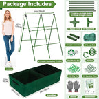 Tidponra Cucumber Trellis for Garden, 34 X 47 Inches A Frame Gardening Trellis with Fabric Raised Garden Bed, Climbing Net and Plant Support Clips for Climbing Plants