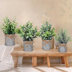 Small Artificial Plants Set of 4 Fake Potted Plant with Iron Pot Mini Greenery Decor for Indoor Home Porch Garden Bathroom Décor