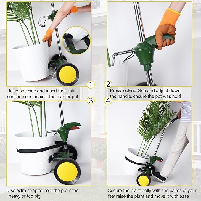 Plant Caddy Plant Dolly with Wheels Heavy Duty,Adjustable Grabbing Arm Plant Rollers for Outdoor Plants,Fits Pots from 8" to 30" High & Max 165 Lbs Weight Capacity