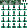 Drip Irrigation Misting Nozzle Kit, 45Pcs Drip Irrigation Parts with 20Pcs 4/7" to 1/4" Barbed Tee Connectors, 20Pcs 1/4" Green Atomizing Misting Nozzles, 5Pcs 4/7" End Caps for Garden Watering