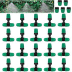 Drip Irrigation Misting Nozzle Kit, 45Pcs Drip Irrigation Parts with 20Pcs 4/7" to 1/4" Barbed Tee Connectors, 20Pcs 1/4" Green Atomizing Misting Nozzles, 5Pcs 4/7" End Caps for Garden Watering