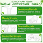 2025 New Upgraded Large Aquarium Plant Holder with 1.57-inch Extension Hooks and Suction Cups for Fish Tank Aquaponic Plant Cultivation and Aquascape Accessories Decorations (2 PCS) Transparent