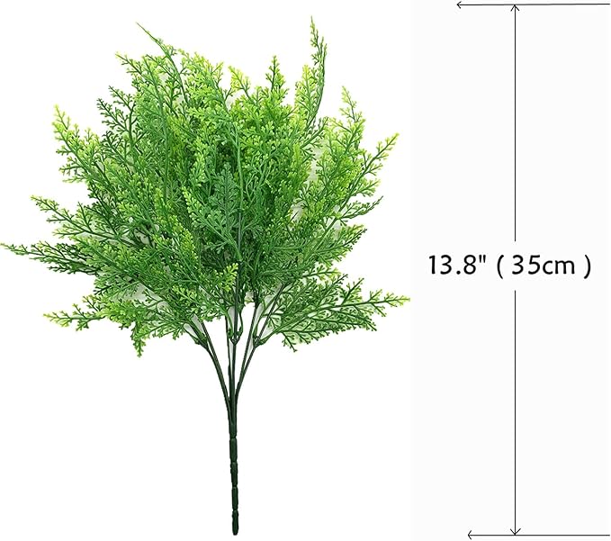 PASYOU Artificial Ferns Plants for Decoration, Fake Plastic Plant Greenery Grass Faux Fern Leaves Shrubs Stems for Outdoor Indoor Home Garden Party Office Wedding Christmas DIY Decor - 8 Pack