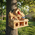Bird Houses for Outside with External Feeder – Lightly Charred Hanging Birdhouse for Flocking & Nesting – Suitable for Finches, Bluebirds, Cardinals – Perfect for Garden, Patio, Backyard Decor