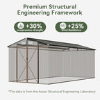 Aoxun 8x12 FT Outdoor Storage Shed Large Shed Steel Utility Tool Shed Storage House with Door & Lock, Metal Sheds with Sloped Roof for Garden Patio Lawn Poolside, Brown