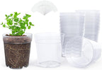 homenote Clear Nursery Pots for Plants,6.7 Inch Plant Pot for Planting Plastic Seedling with Drainage Holes Seed Starter Flower High Transparency with 20 Labels (15 Pack)