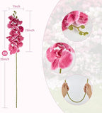 6 PCS Artificial Orchid Stems 33.5" Tall 9 Large Petals Fake Fuchsia Phalaenopsis Flower Arrangements for Home Wedding Living Room Table Centerpiece Office Table Decor Fuchsia