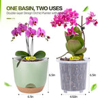 7.2 Inch Self Watering Orchid Pots for Indoor Plants,Macetas para Orqudeas,Flower Pots for Indoor Plants with Holes（Green）