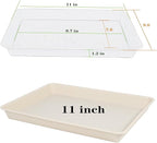VUWEZ Rectangle Plant Tray, Plant Drip Tray, Plant Pot Saucers, Plant Germination Trays, Plant Saucers, 11'' x 9'' x 1.2'' (2 pack), Beige