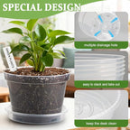 10/8/6 Inch Clear Plant Pots with Drainage Hole 12 Pack, Transparent Sturdy Plastic Nursery Pots with Saucers, Plant Label, Gardening Gloves, Plant Starter Pots for Planting Seed Herb Vegetable Flower