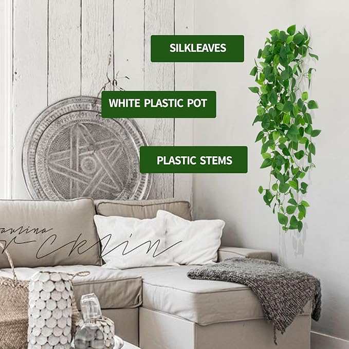 Freyalife Fake Hanging Plants for Room Decor,1pcs Artificial Potted Plants Vines for Wall Home Office Aesthetic Living Kitchen Bathroom Coffee Table Shelf Indoor Outdoor Farmhouse Patio Decorations