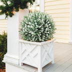 Artificial Boxwood Topiary Ball Trees – 2 Pack 24.5", Faux Plants, Shrubs & Bushes Outdoor with Spike, UV-Resistant Fake Greenery for Planters Porch Garden Home Office – White