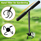 Garden Twist Tiller Cultivator, Manual Hand Tiller Garden Claw Heavy Duty, Lawn Aerator Soil Lossener with Steel Tines and Ergonomic Handle for Garden Bed and Plant Box