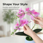 Artificial Orchid with 3D Printed Vase, Lifelike Fake Phalaenopsis Orchid Flowers, Realistic Silk Orchids for Home Decor Living Room (Light Purple)