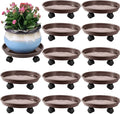 12 Packs Plant Caddy with Wheels 11.8" Plastic Rolling Plant Dolly Coasters Heavy-duty Wheeled Planter Mover Rollers Indoor Outdoor Wheeled Flower Pot Base Suacers with Casters, Brown
