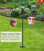Artibear Double Shepherd Hooks for Outdoor, 60" Heavy Duty Bird Feeder Hangers Garden Hooks with 5-Prong Base, Outside Hanging Pole for Plant Baskets, Solar Light Lanterns, Wind Chimes, 2 Pack